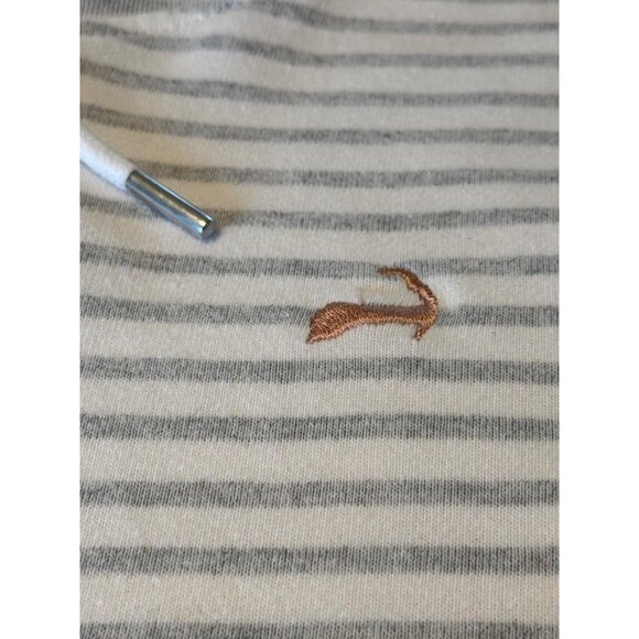 Ladies Cuffys Cape Cod Striped Hoodie M White & Gray Cotton Blend Long Sleeve - Picture 7 of 7